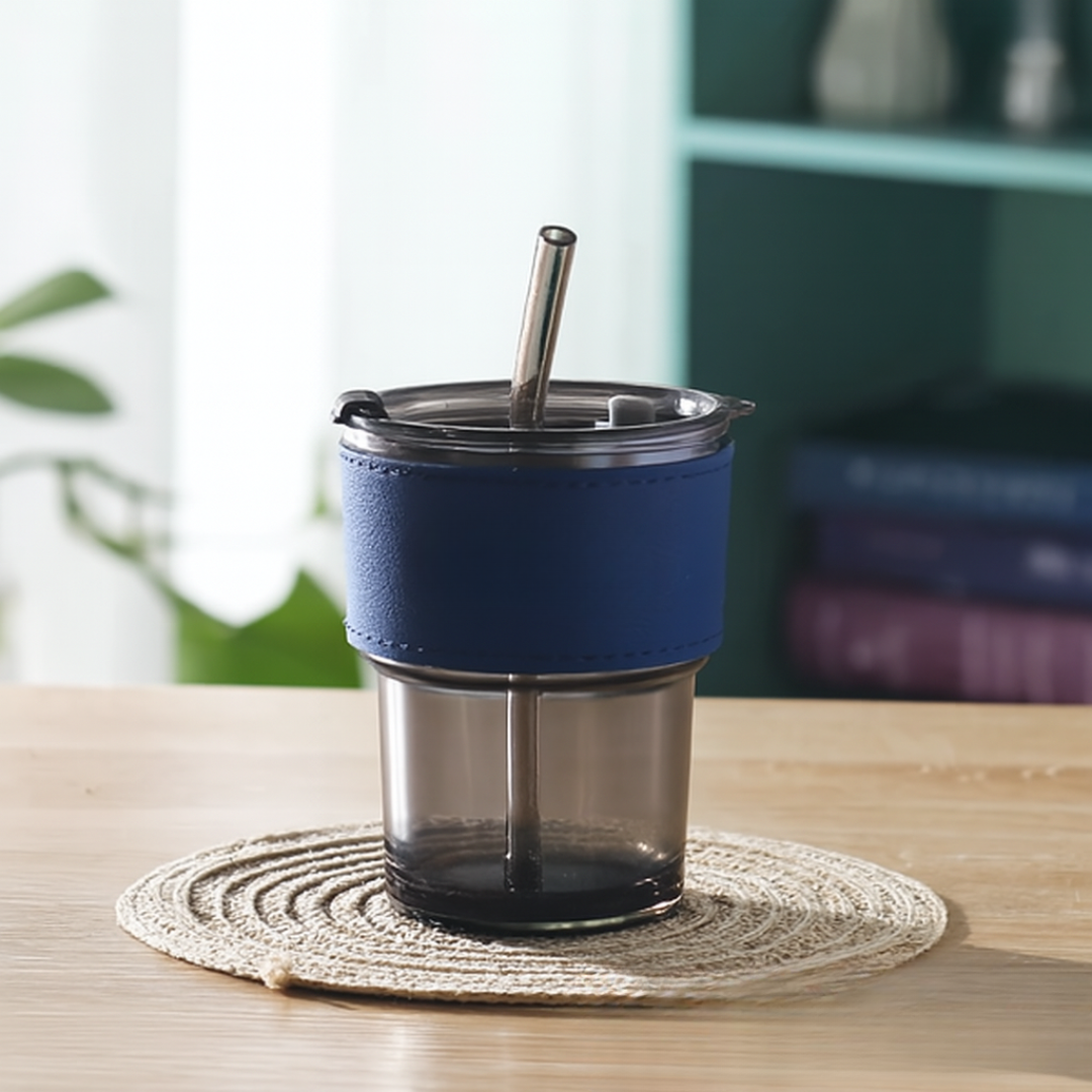 #7305 Glass Mug with Glass Straw