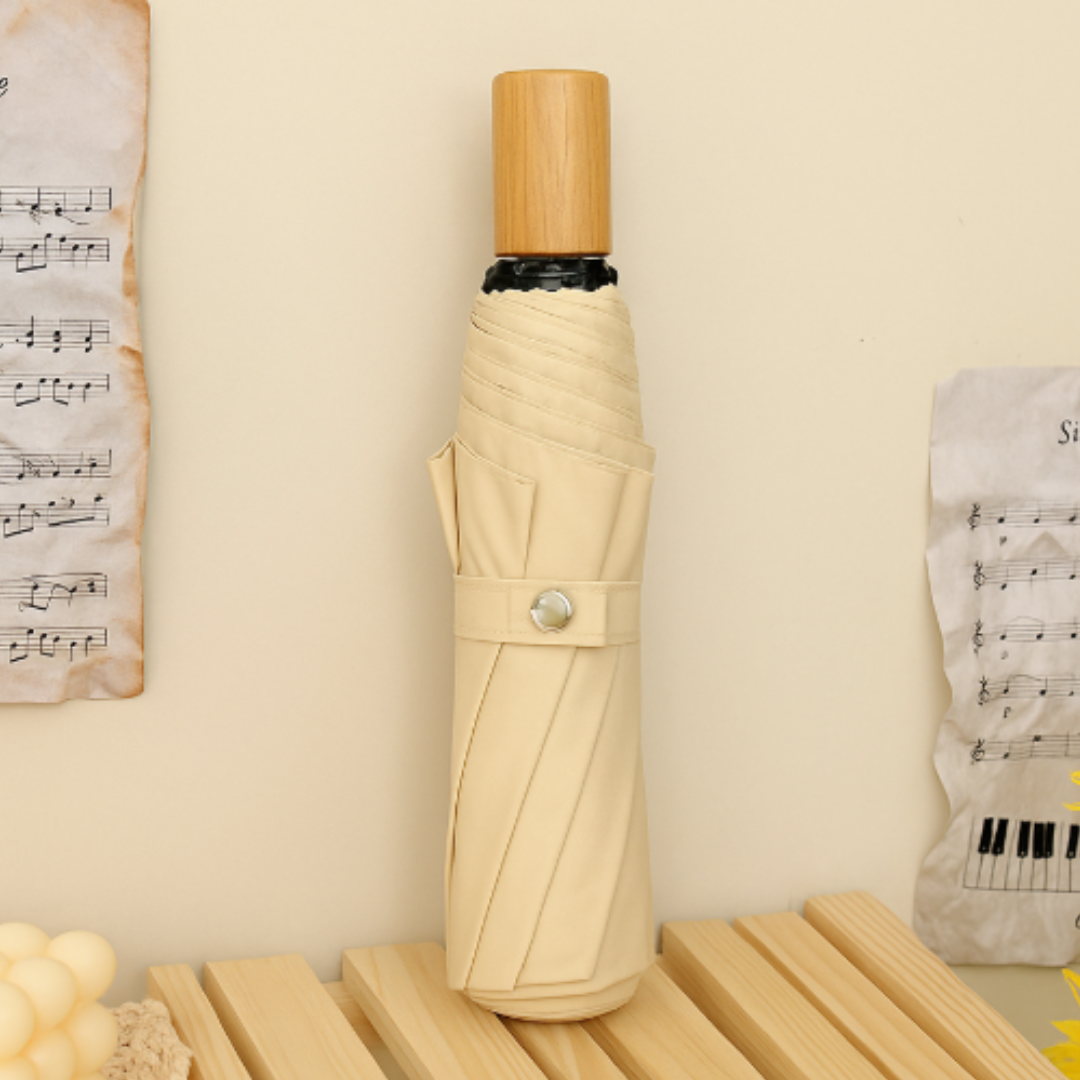Retractable Umbrella with Wooden Designed Handle