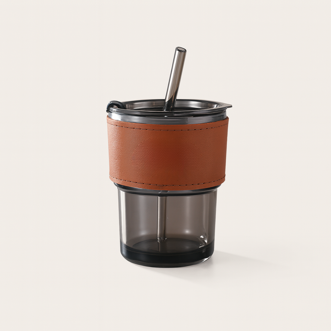 #7305 Glass Mug with Glass Straw