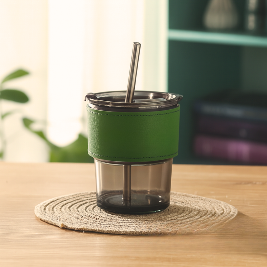 #7305 Glass Mug with Glass Straw