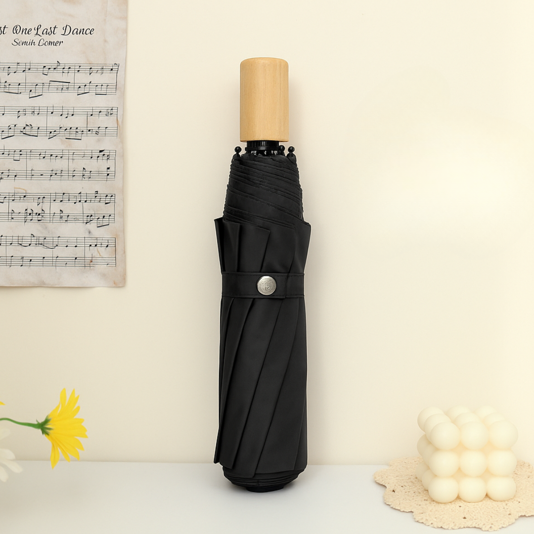 Retractable Umbrella with Wooden Designed Handle