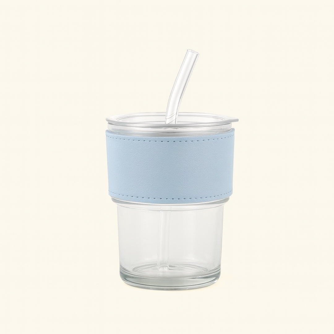 #7305 Glass Mug with Glass Straw