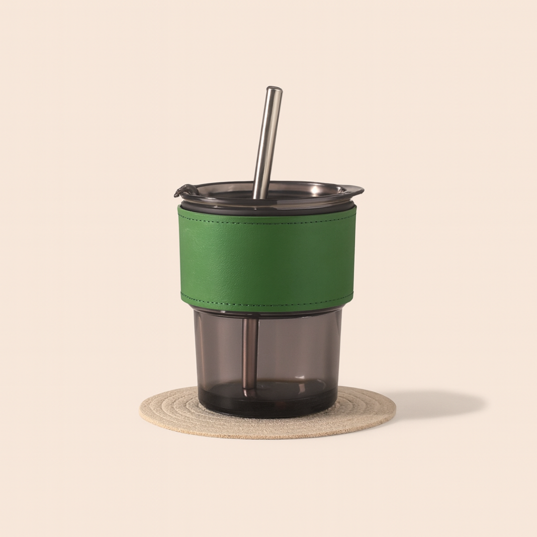 #7305 Glass Mug with Glass Straw