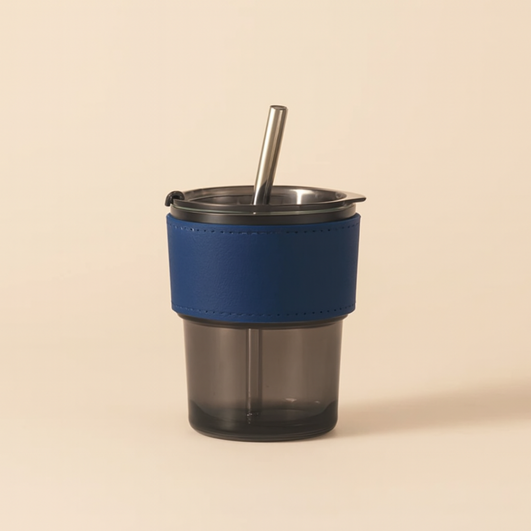 #7305 Glass Mug with Glass Straw