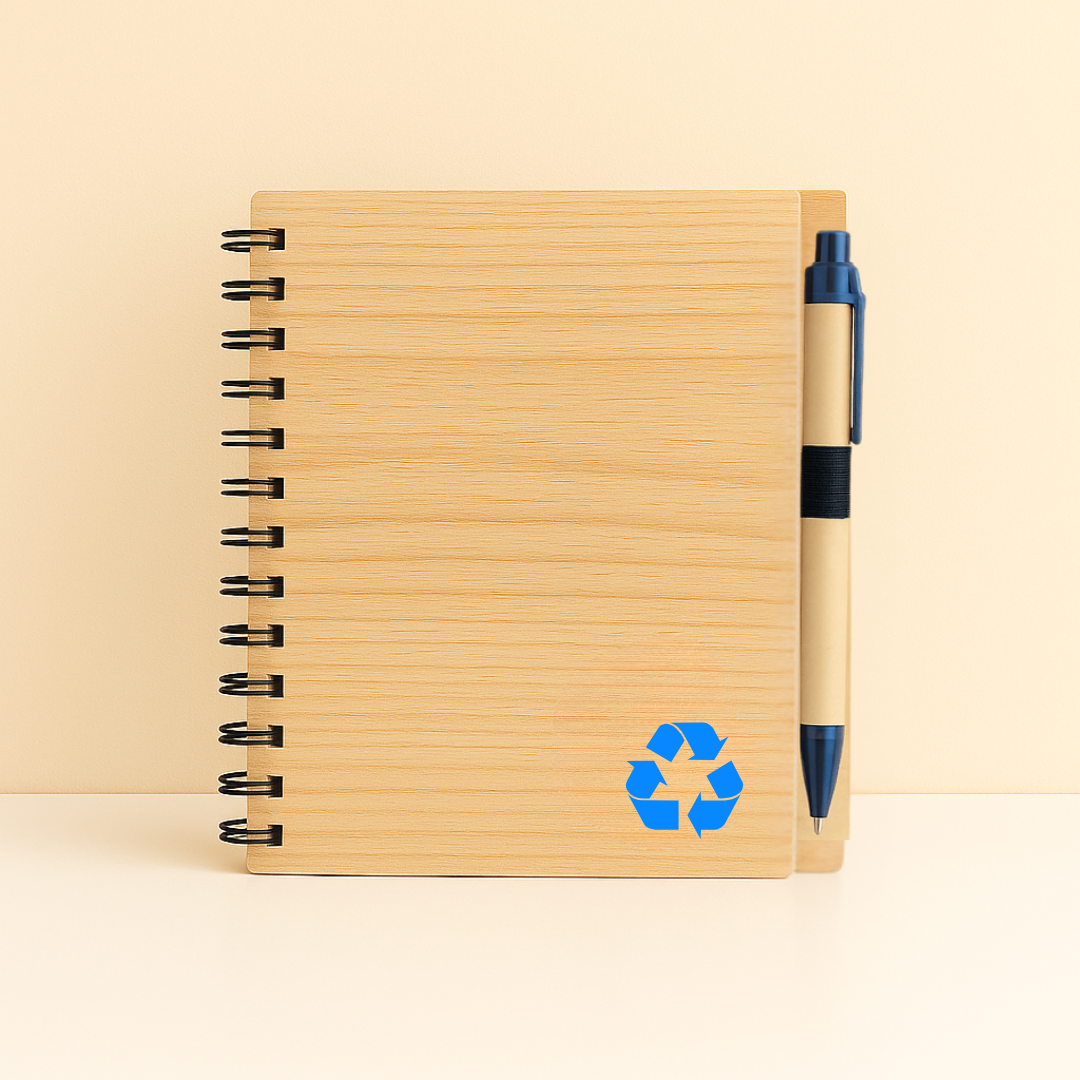 #7575 Wooden Bamboo Hardcover Notebook with Pen - Gaia Gifts Co