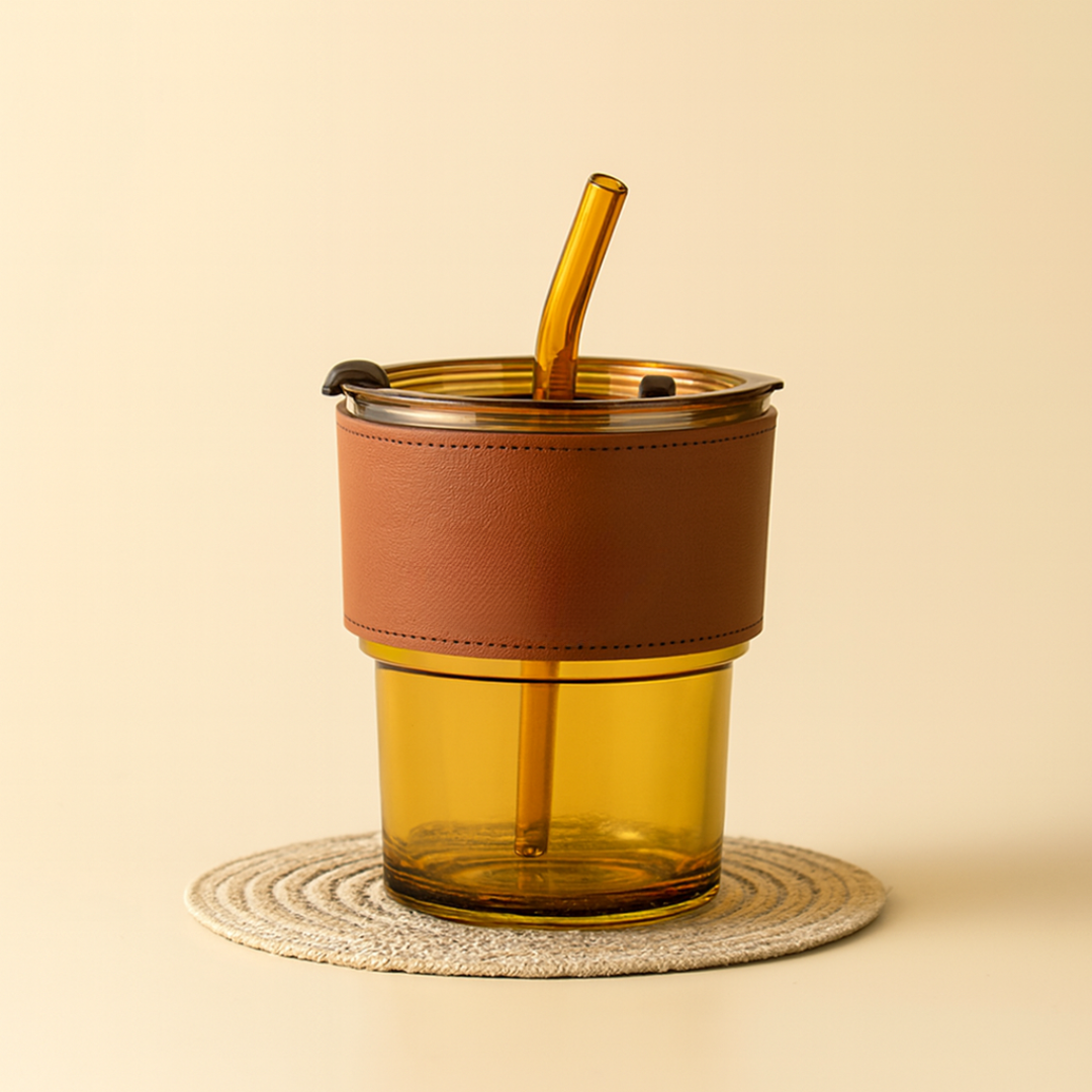 #7305 Glass Mug with Glass Straw