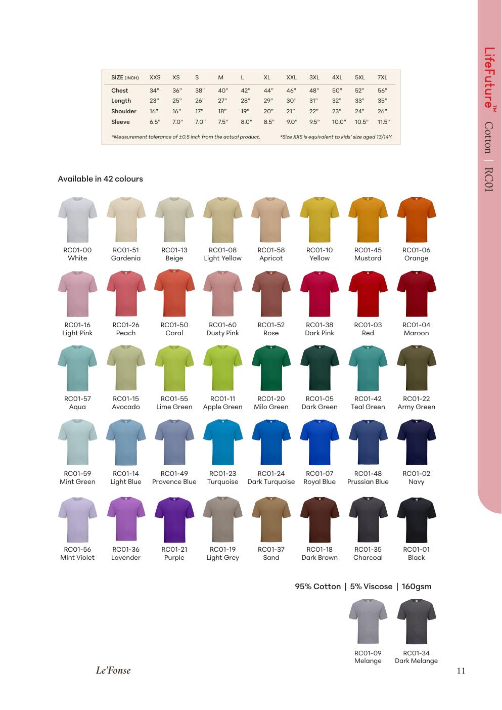 Tubular Round Neck Tee 160gsm - RC01 - Le'fonse corporate uniform blank Malaysia