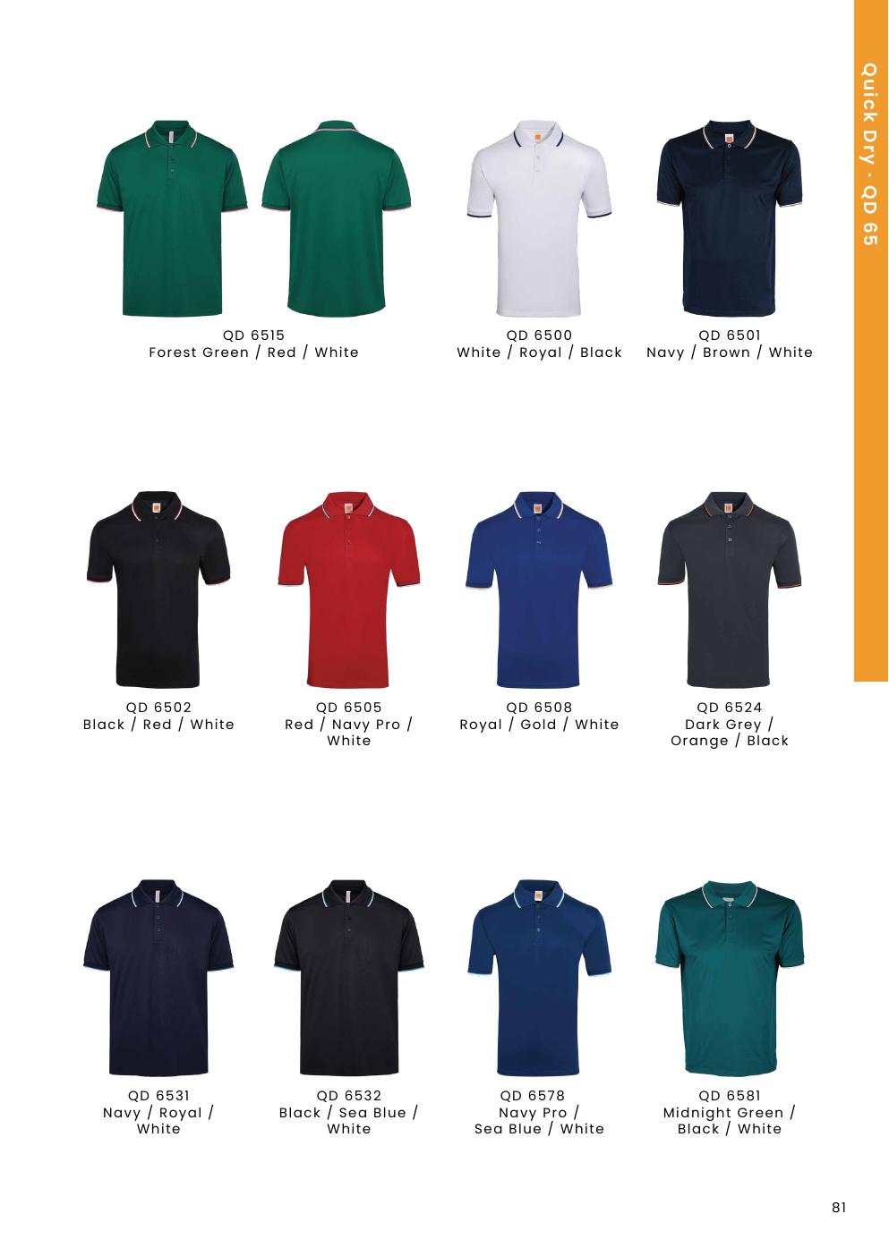 Microfibre Tipped Collar & Cuff Polo Shirt 170gsm - QD65 - Oren Sport corporate uniform blank Malaysia