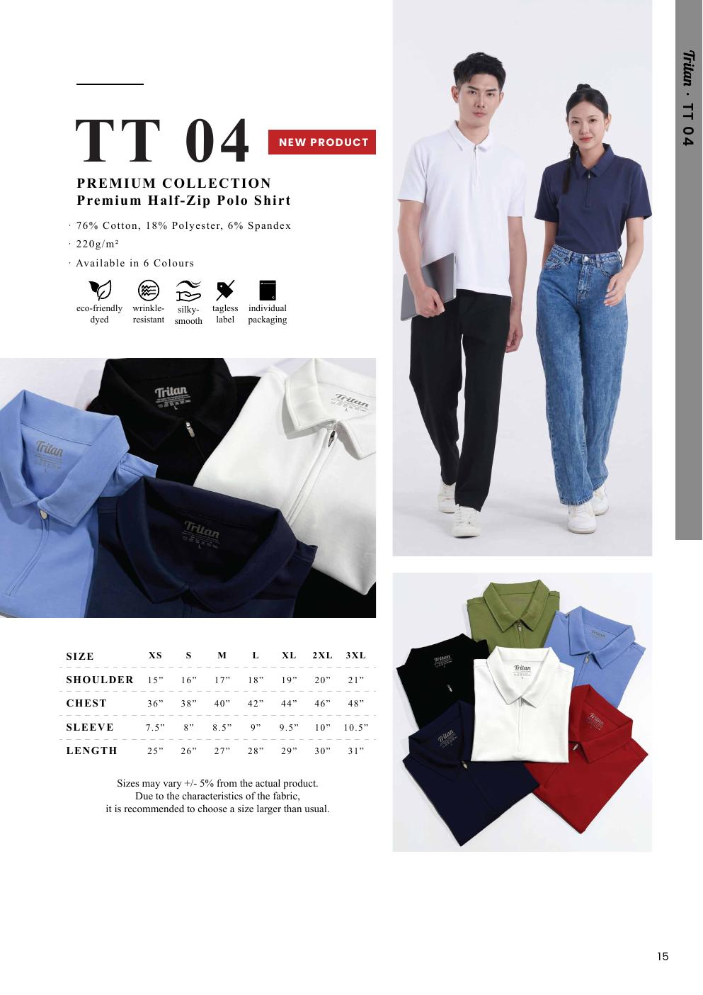 Premium Half-Zip Polo Shirt 220gsm - TT04 - Oren Sport corporate uniform blank Malaysia