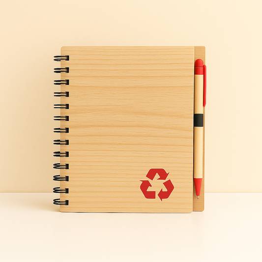 #7575 Wooden Bamboo Hardcover Notebook with Pen - Gaia Gifts Co