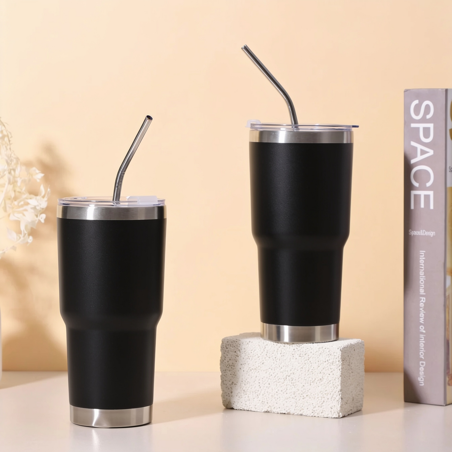 #M16 Stainless Steel with PP Lid & Reusable Metal Straw. - Gaia Gifts Co