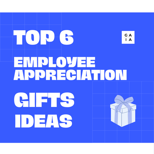 top 6 employee appreciation gift ideas blue white front page for blog post