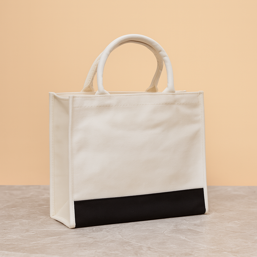Laminated Canvas Zipper Tote Bag.