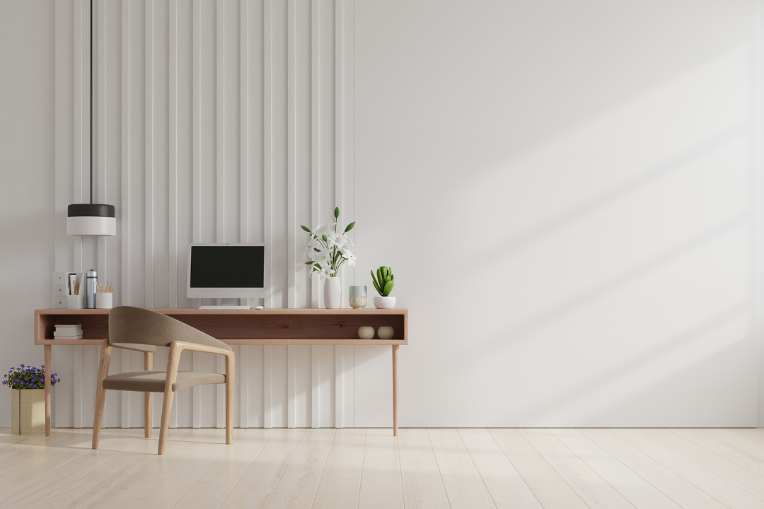 minimalist table set up in a semi empty room