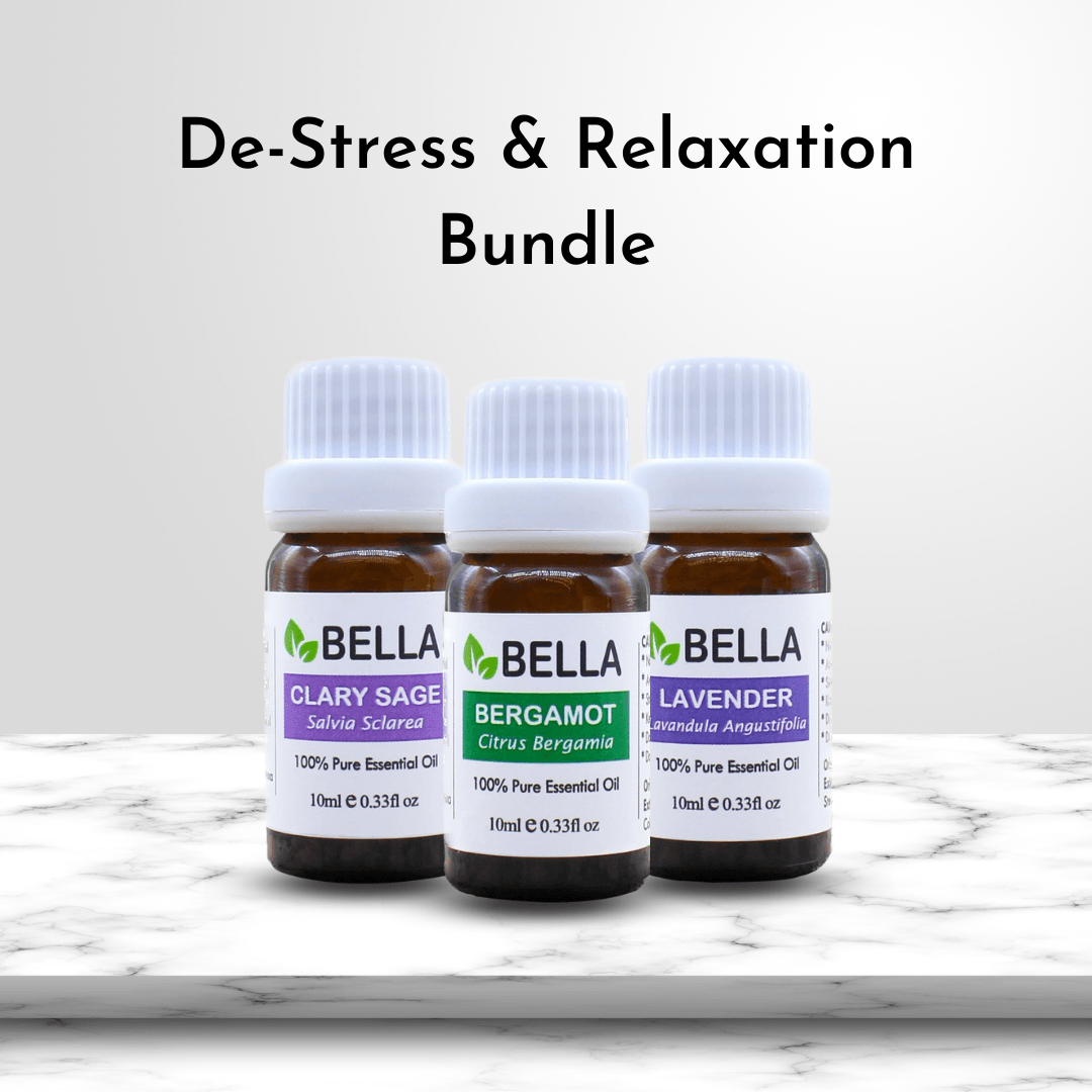 stress relief and relaxation essential oil bundle with clary sage, bergamot, and lavender 10ml