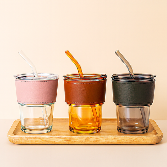#7305 Glass Mug with Glass Straw