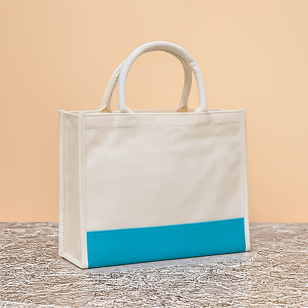 Laminated Canvas Zipper Tote Bag.