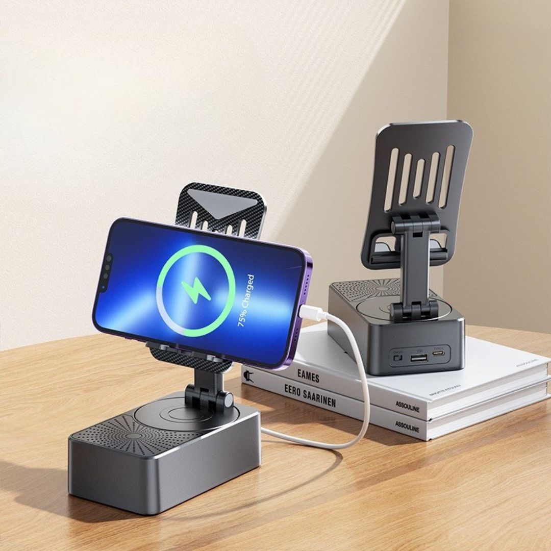 3-in-1 Phone Holder, Powerbank &amp; Bluetooth Speaker