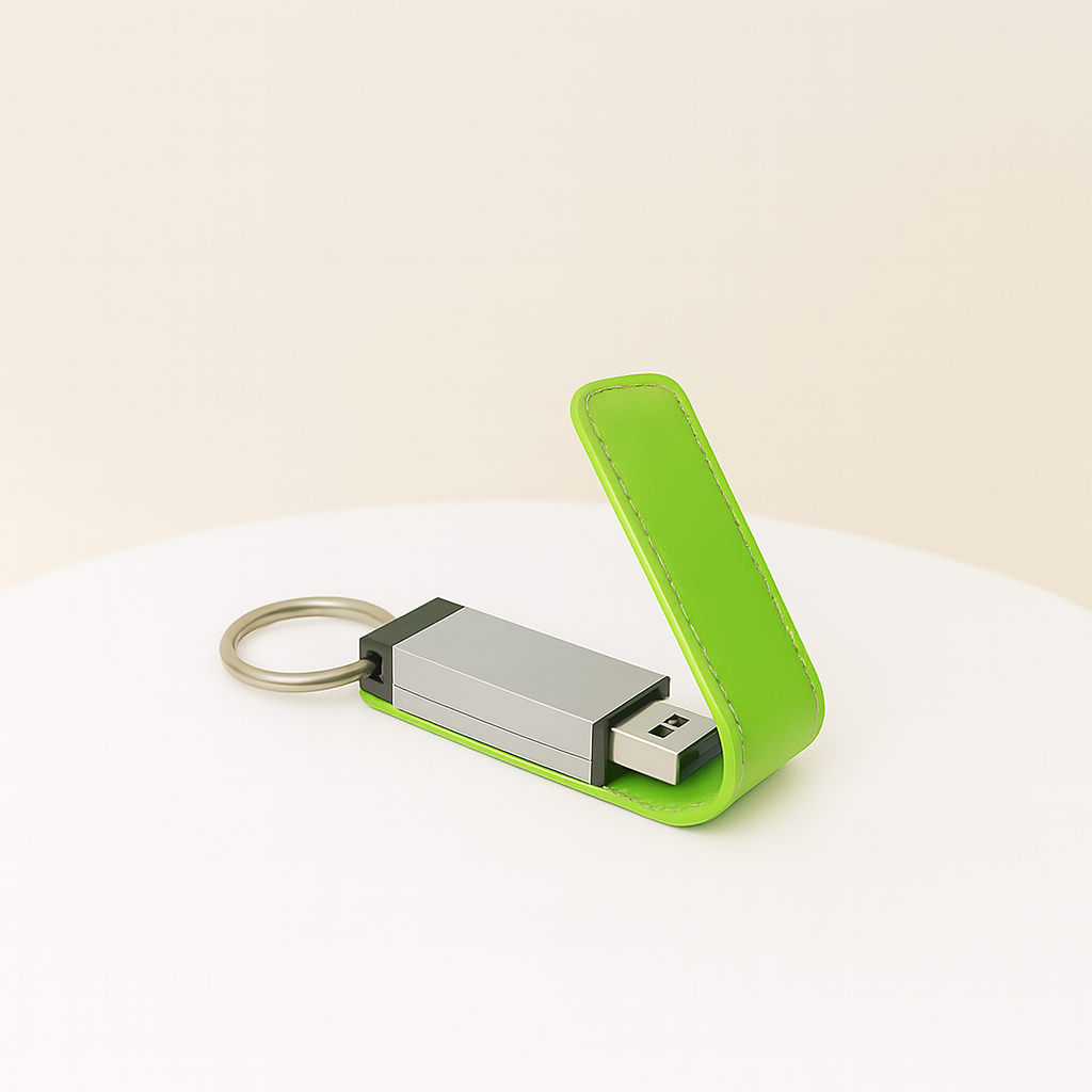 #7816 Leather Flip USB Flash Drive (16GB) - Gaia Gifts Co