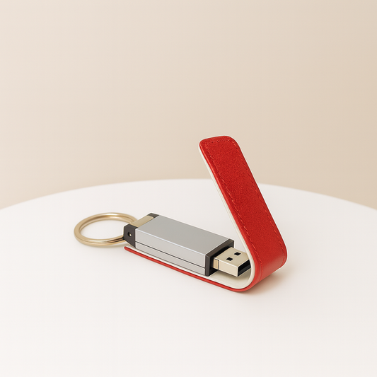#7816 Leather Flip USB Flash Drive (16GB) - Gaia Gifts Co