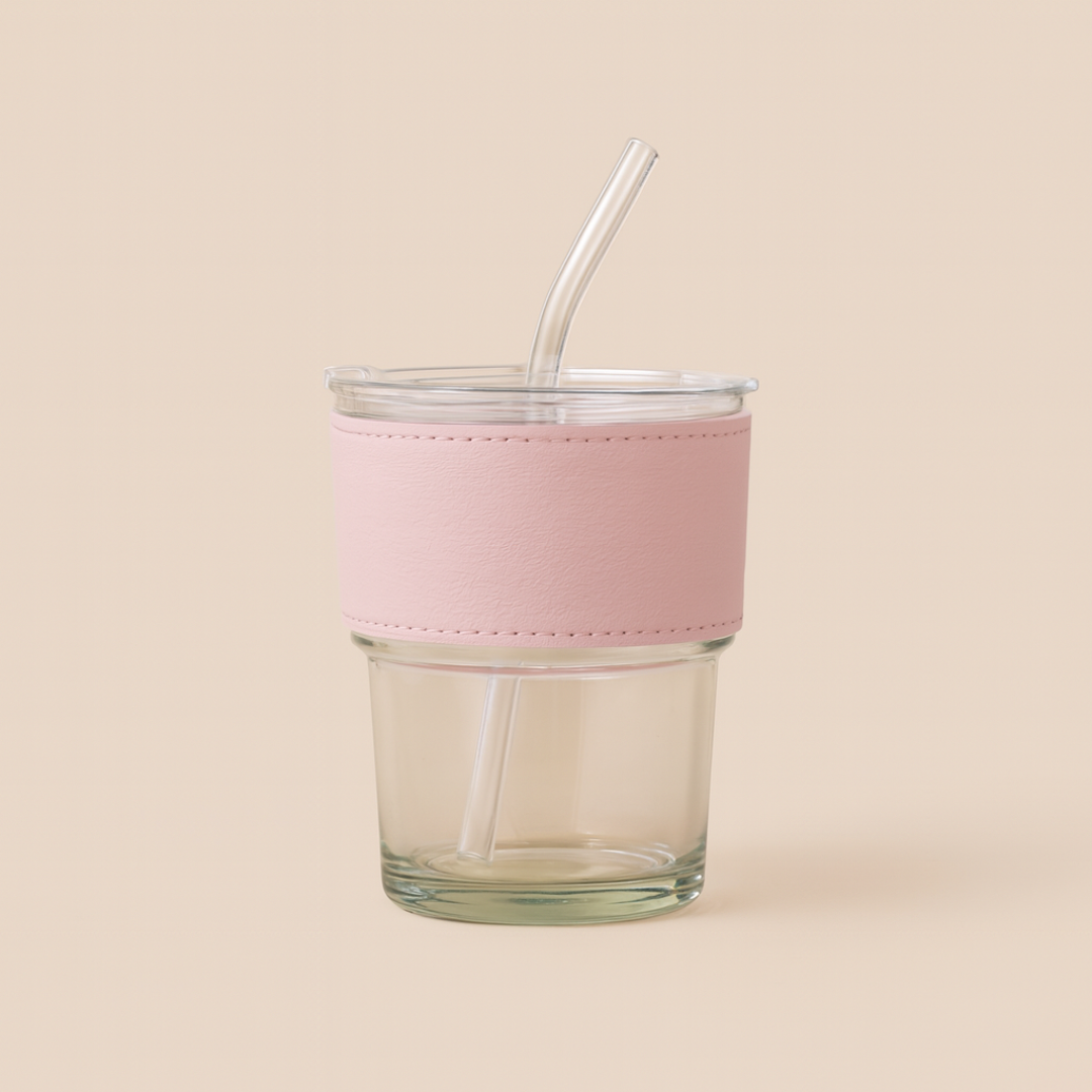 #7305 Glass Mug with Glass Straw