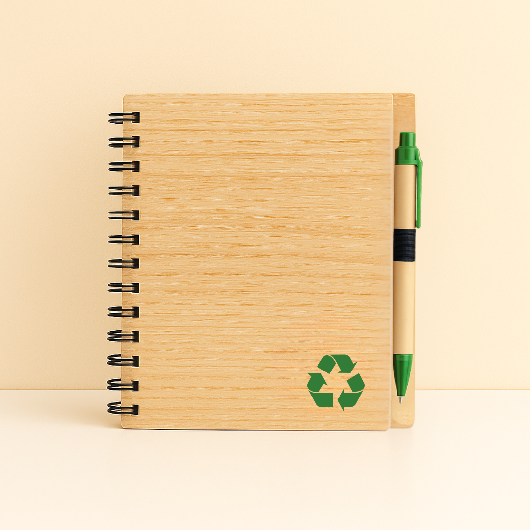 #7575 Wooden Bamboo Hardcover Notebook with Pen - Gaia Gifts Co