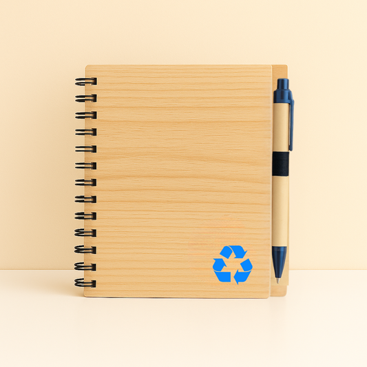 #7575 Wooden Bamboo Hardcover Notebook with Pen - Gaia Gifts Co
