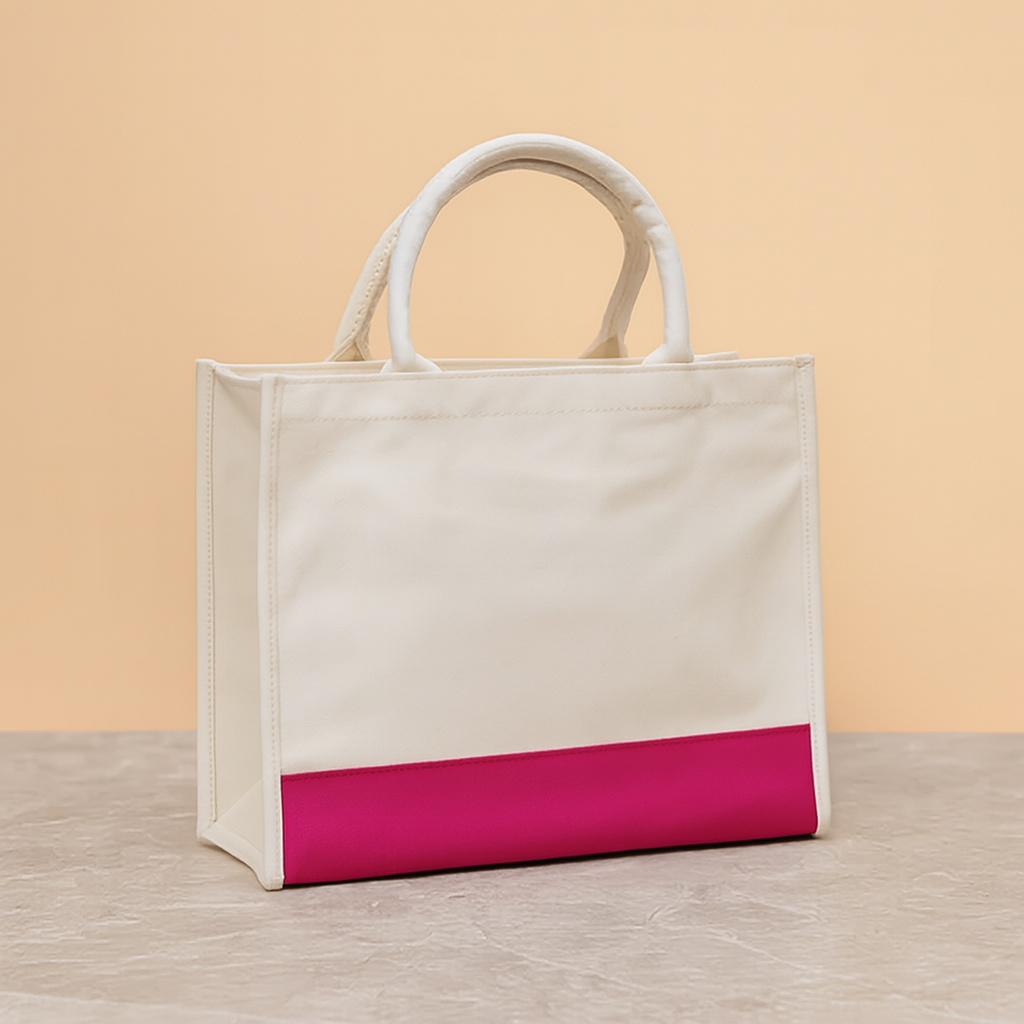 Laminated Canvas Zipper Tote Bag.