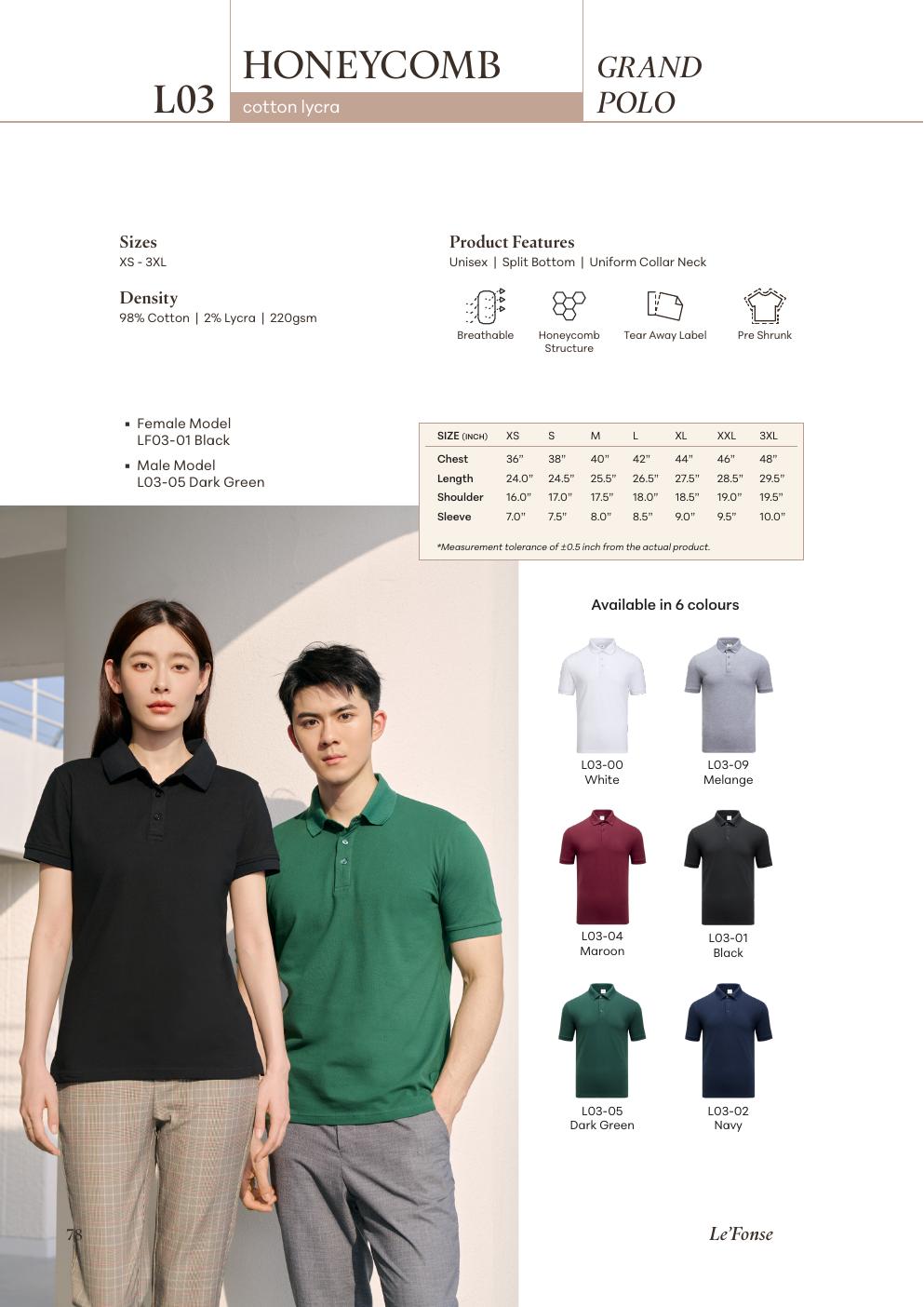 Lacoste Lycra Cotton Grand Polo 220gsm - L03 - Le'fonse corporate uniform blank Malaysia