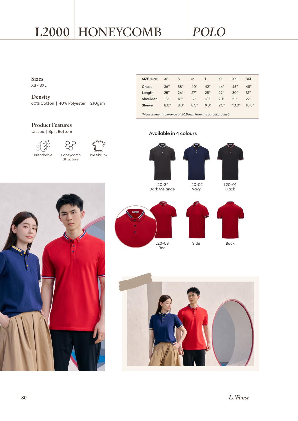 Lacoste CVC Polo L2000 Series 210gsm - L2000 - Le'fonse corporate uniform blank Malaysia