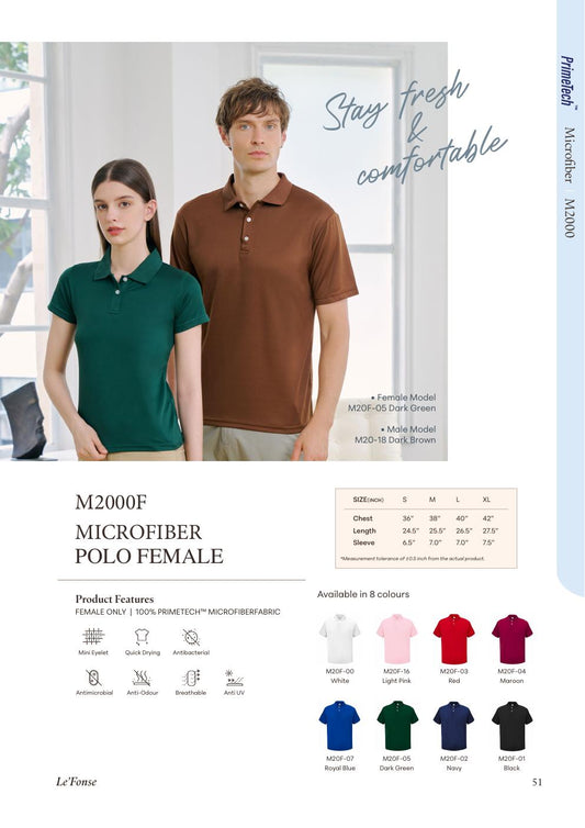 Microfiber Quick Dry Polo Female 160gsm - M2000F - Le'fonse corporate uniform blank Malaysia