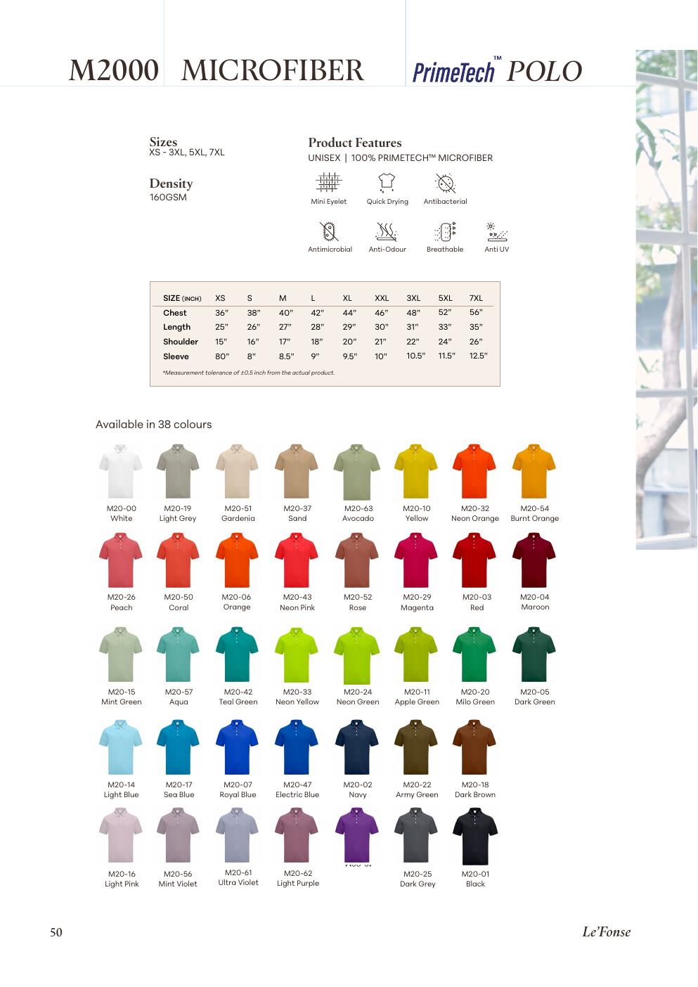 Microfiber Quick Dry Polo 160gsm - M2000 - Le'fonse corporate uniform blank Malaysia