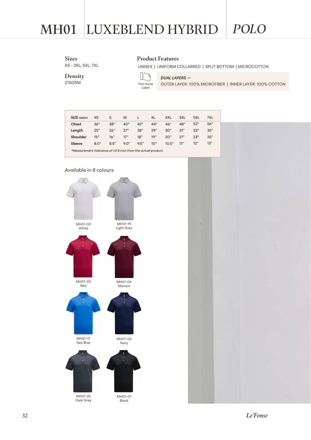 Luxeblend Hybrid Polo 215gsm - MH01 - Le'fonse corporate uniform blank Malaysia