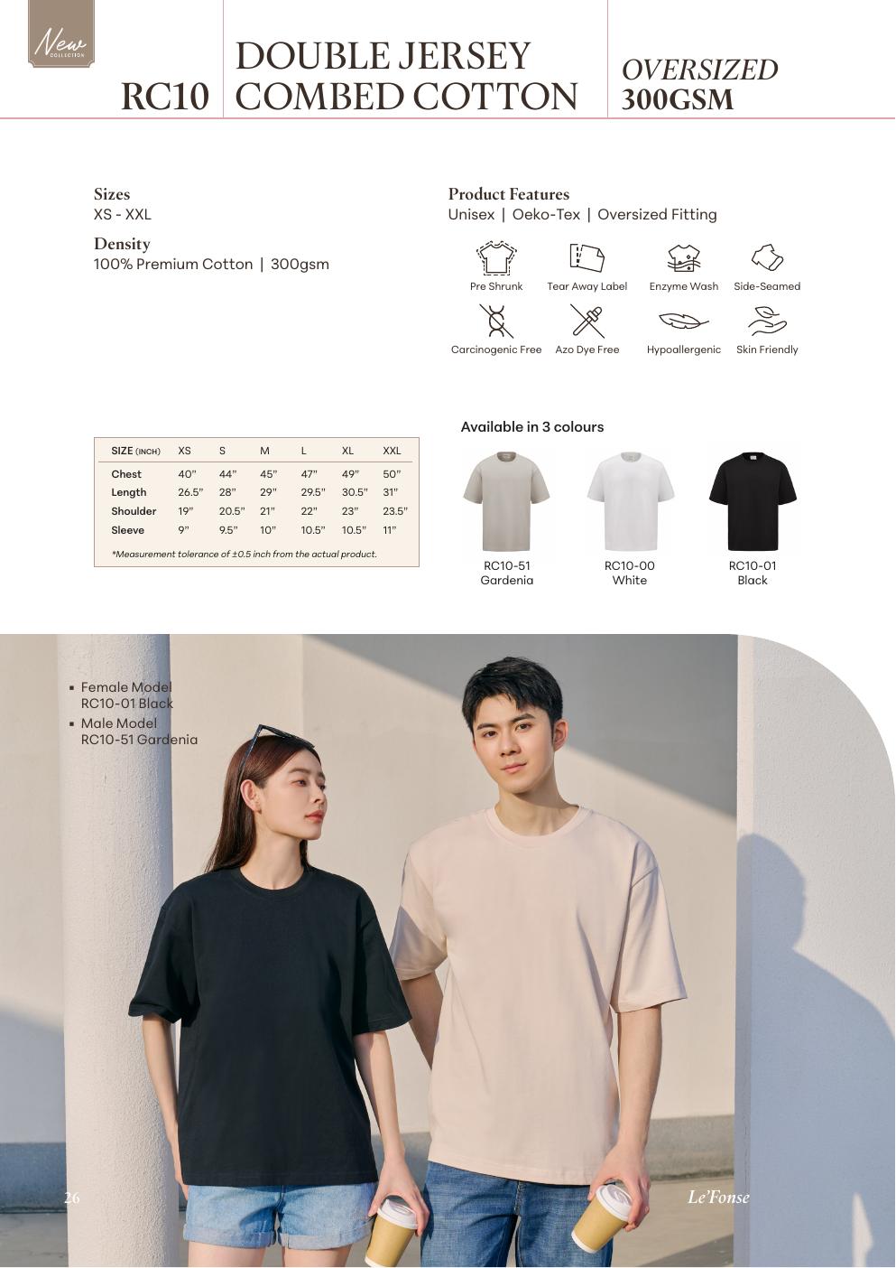 Side-Seam Oversized Roundneck 300gsm - RC10 - Le'fonse corporate uniform blank Malaysia