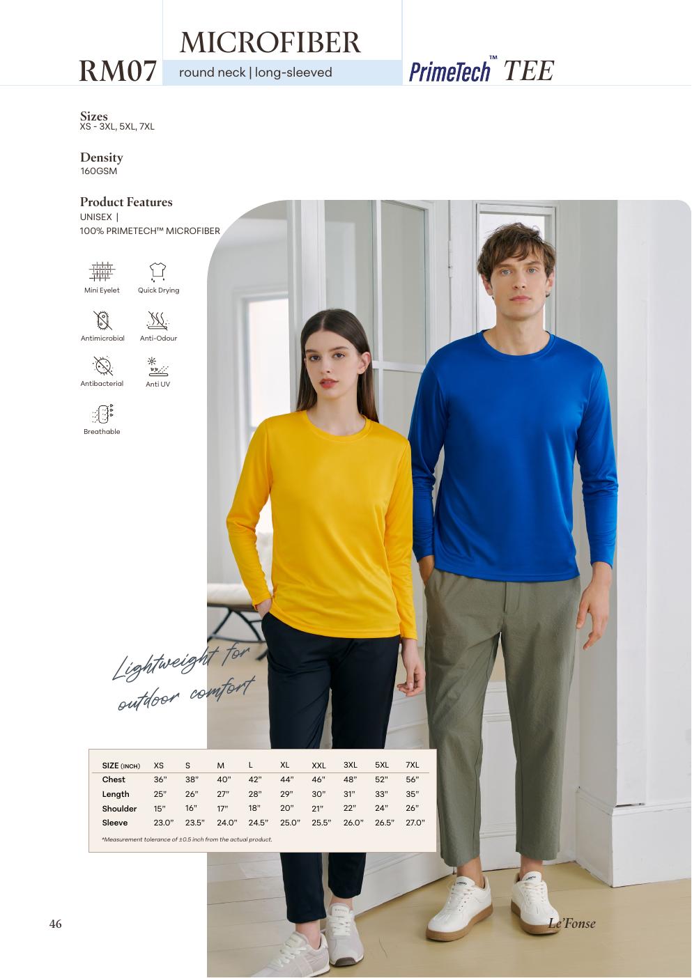 Microfiber Quick Dry Roundneck Long Sleeve 160gsm - RM07 - Le'fonse corporate uniform blank Malaysia