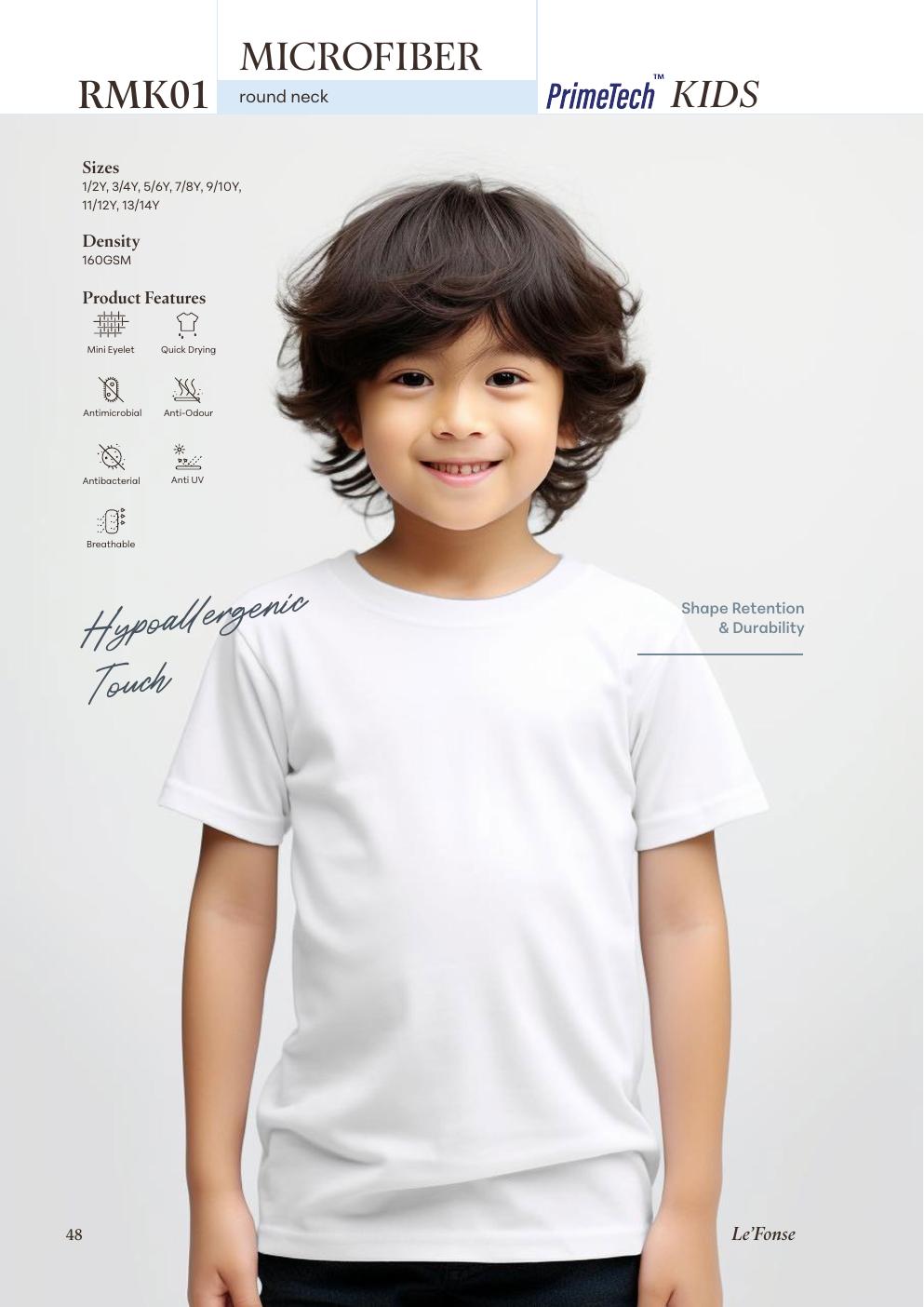 Microfiber Quick Dry Kids Roundneck 160gsm - RMK01 - Le'fonse corporate uniform blank Malaysia