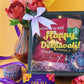 side shot of deepavali gift box with writings