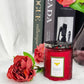 blackberry rose scented candle red theme with roses as props yuzu bergamot scent fresh sweet natural relaxing scents