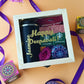 top down shot of the deepavali gift box with wishes printed over it 