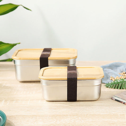 Stainless Steel Lunch Box with Bamboo Lid