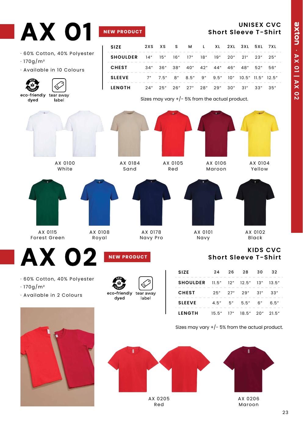 CVC Cotton Round Neck T-Shirt 170gsm - AX01 - Oren Sport corporate uniform blank Malaysia