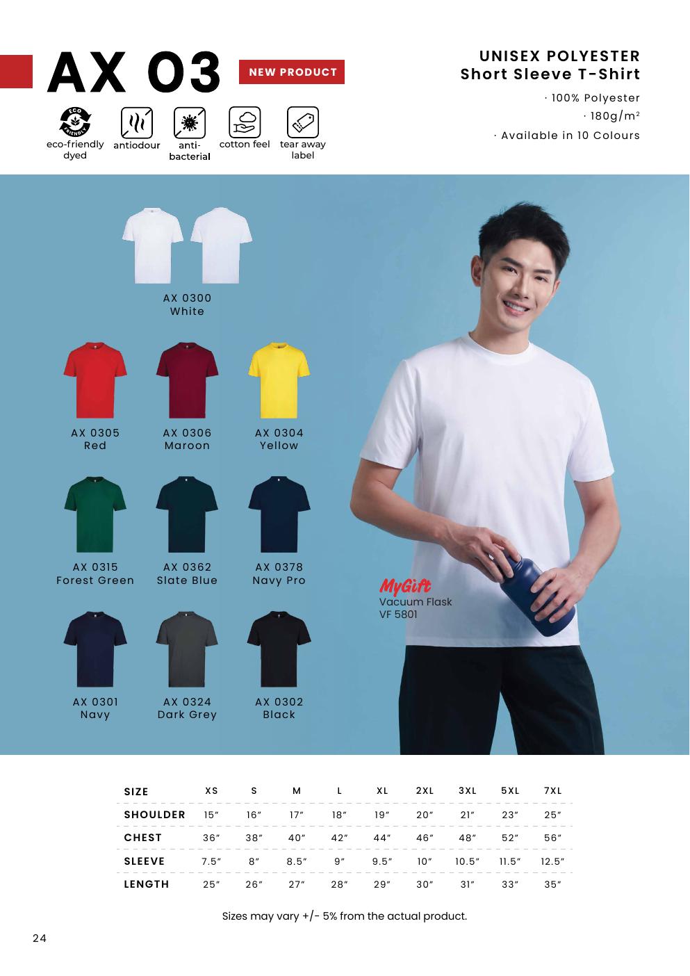 Polyester Round Neck T-Shirt 180gsm - AX03 - Oren Sport corporate uniform blank Malaysia