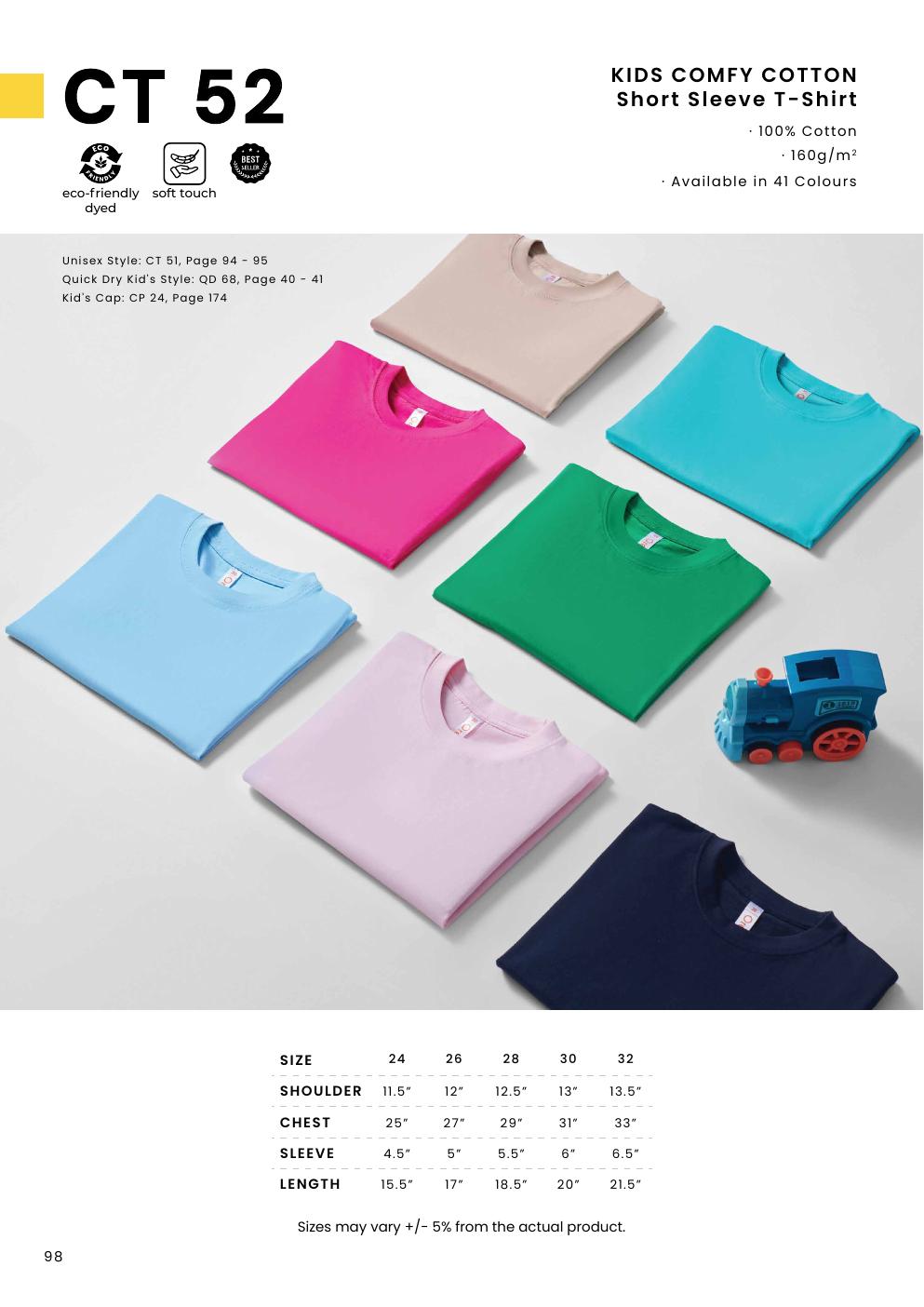 Kids Comfy Cotton Round Neck T-Shirt 160gsm - CT52 - Oren Sport corporate uniform blank Malaysia