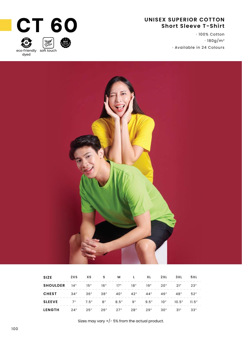 Superior Cotton Round Neck T-Shirt 180gsm - CT6000 - Oren Sport corporate uniform blank Malaysia