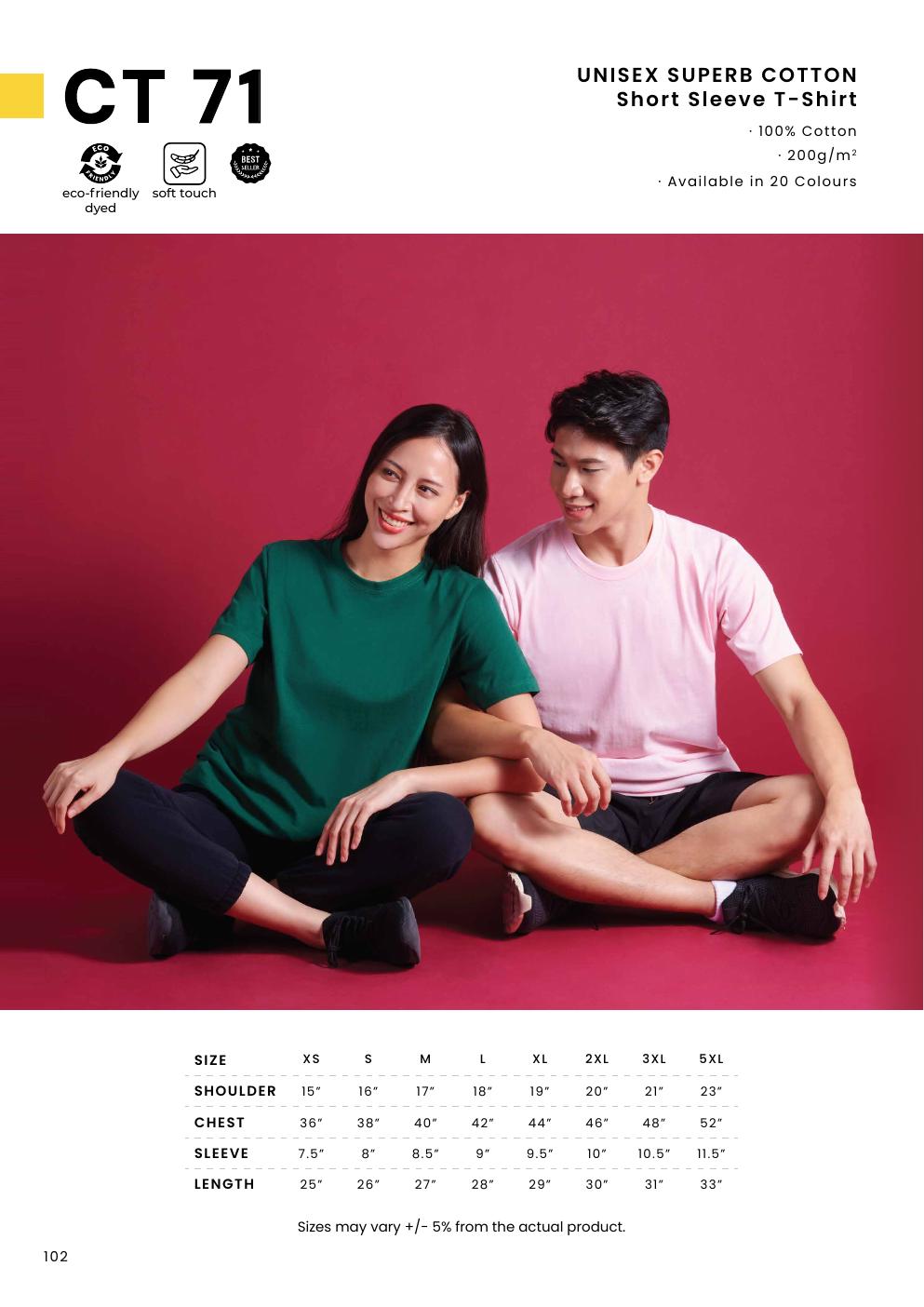 Superb Cotton Round Neck T-Shirt 200gsm - CT7100 - Oren Sport corporate uniform blank Malaysia