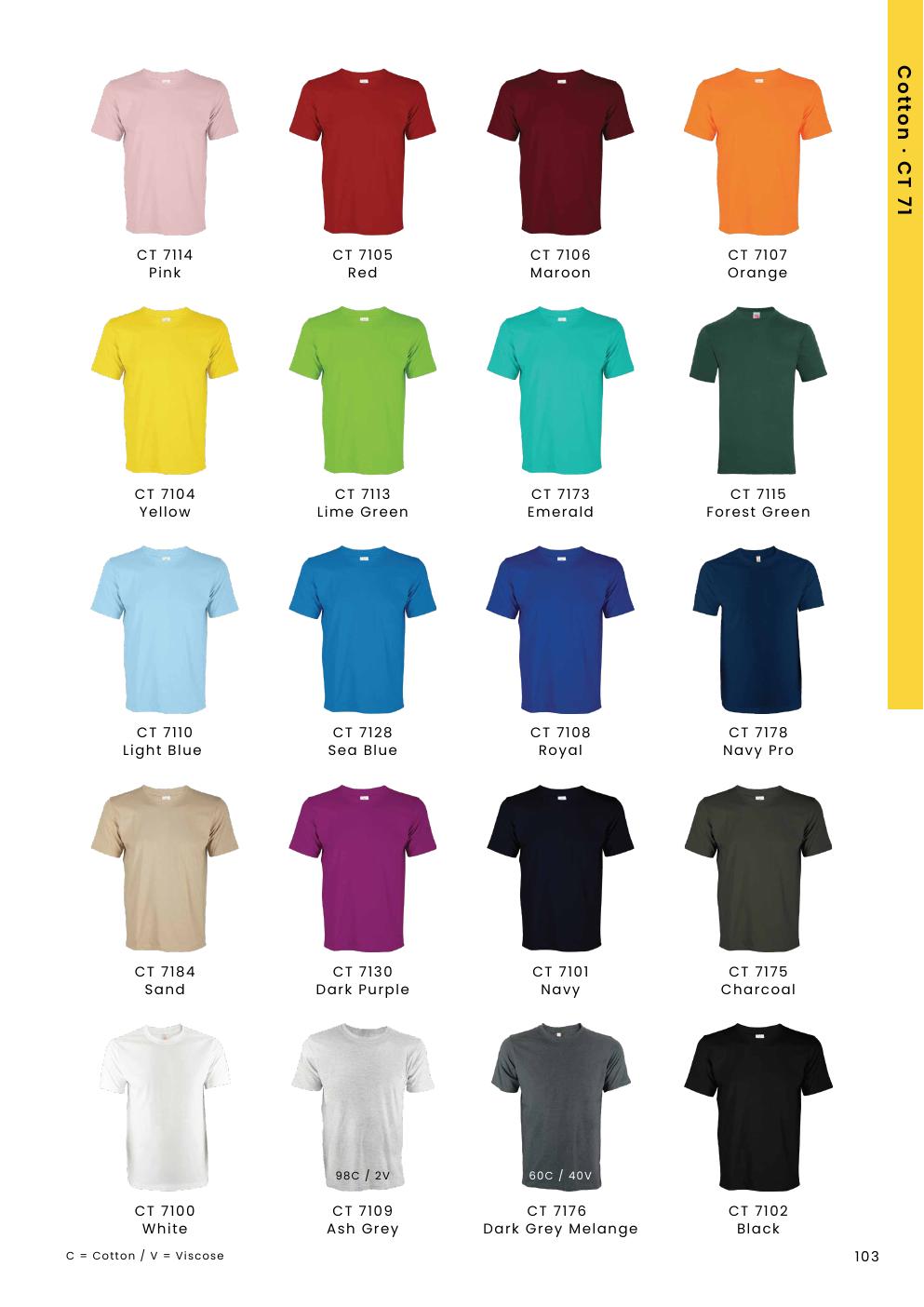 Superb Cotton Round Neck T-Shirt 200gsm - CT7100 - Oren Sport corporate uniform blank Malaysia