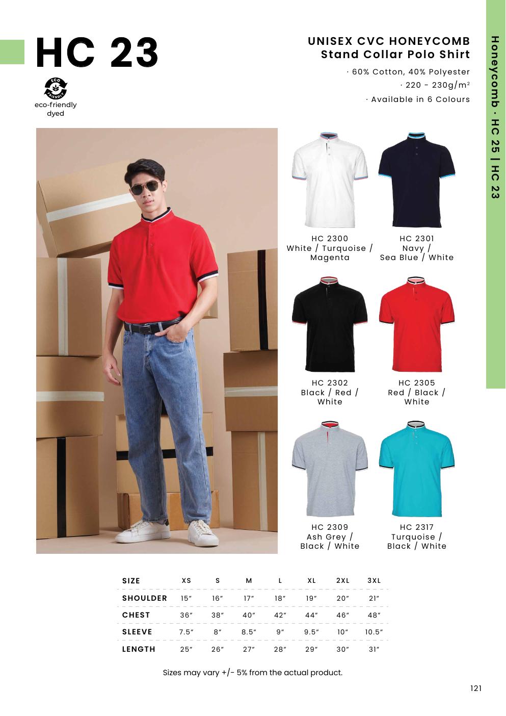 CVC Honeycomb Stand Collar Polo Shirt 220-230gsm - HC23 - Oren Sport corporate uniform blank Malaysia