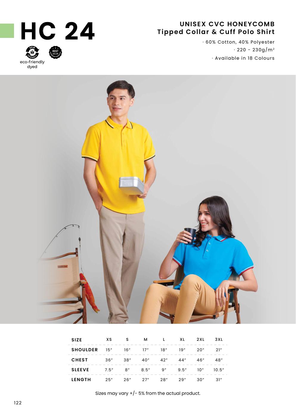 CVC Honeycomb Tipped Collar & Cuff Polo Shirt 220-230gsm - HC24 - Oren Sport corporate uniform blank Malaysia