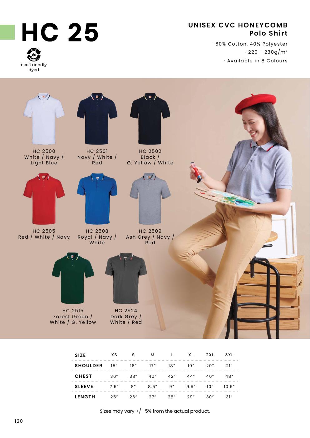 CVC Honeycomb Polo Shirt 220-230gsm - HC25 - Oren Sport corporate uniform blank Malaysia