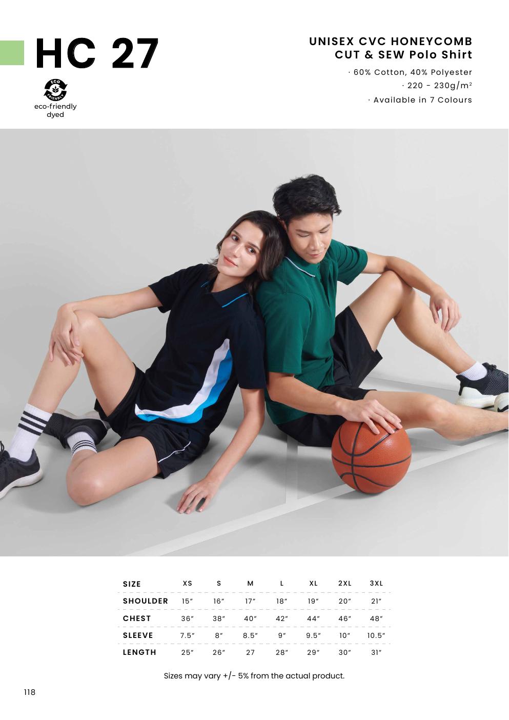 CVC Honeycomb Cut & Sew Polo Shirt 220-230gsm - HC27 - Oren Sport corporate uniform blank Malaysia